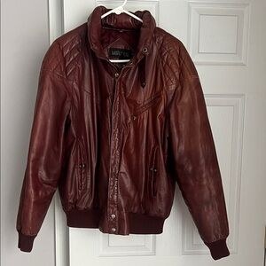 70s/80s Vintage Men's Burgundy Leather Jacket